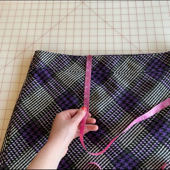 Ann Taylor Loft black white & purple plaid pencil a line work skirt size 14 - Picture 3 of 14